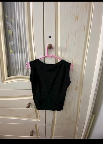Siyah Kadın Kolsuz Crop Top - Görsel 2