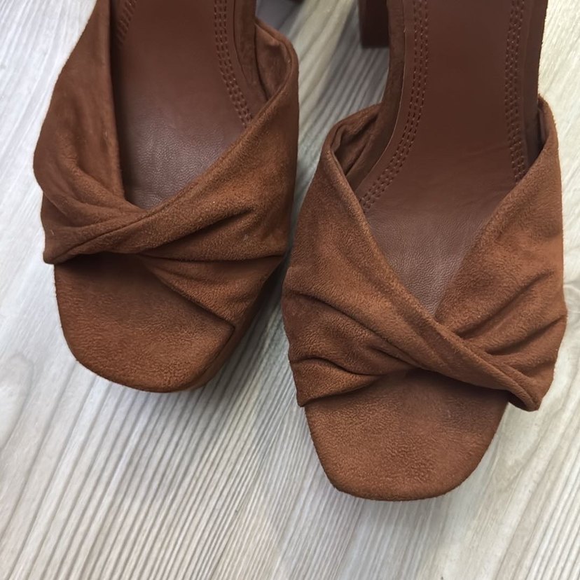 Kadın Kahverengi Süet Platform Topuklu Ayakkabı - Görsel 4