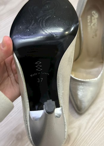 Kadın Gümüş Metalik Stiletto  Topuklu - Görsel 2