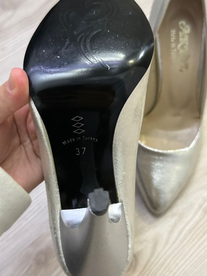 Kadın Gümüş Metalik Stiletto  Topuklu - Görsel 2