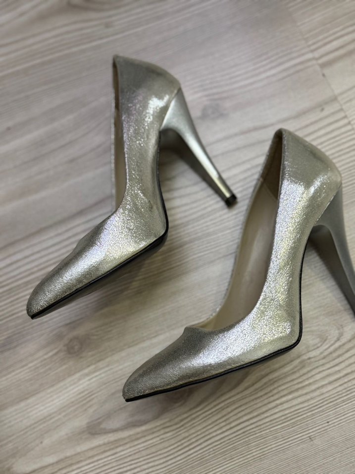 Kadın Gümüş Metalik Stiletto  Topuklu - Görsel 3