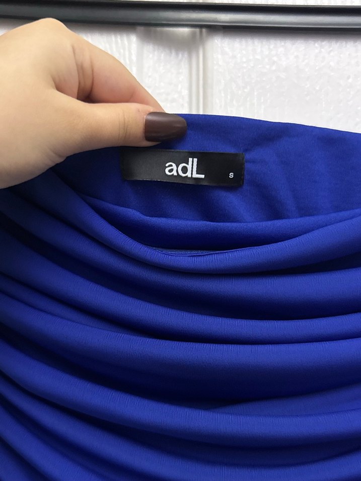 Mavi Drapeli Straplez Mini Elbise - Görsel 2