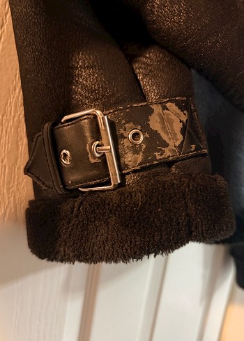 Siyah Kürklü Deri Biker Ceket - Görsel 5