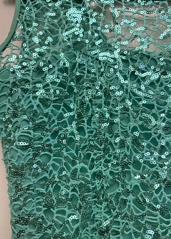 Turkuaz Dantelli Uzun Abiye Elbise - Görsel 6