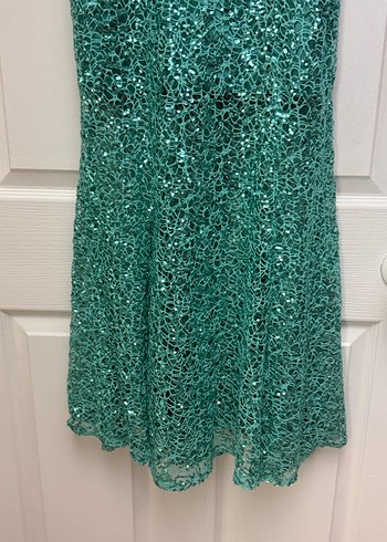 Turkuaz Dantelli Uzun Abiye Elbise - Görsel 2