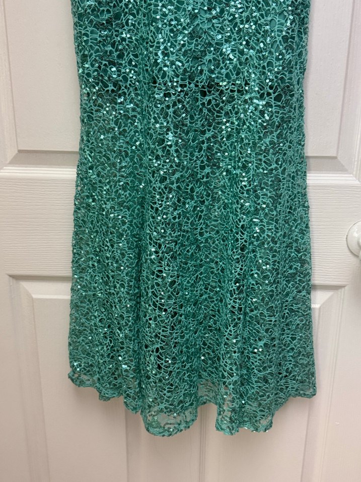 Turkuaz Dantelli Uzun Abiye Elbise - Görsel 2