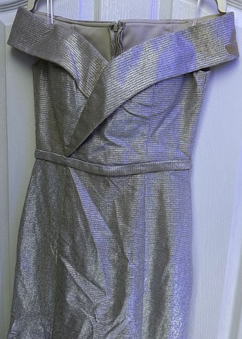 Gri Drapeli Uzun Abiye Elbise - Görsel 4