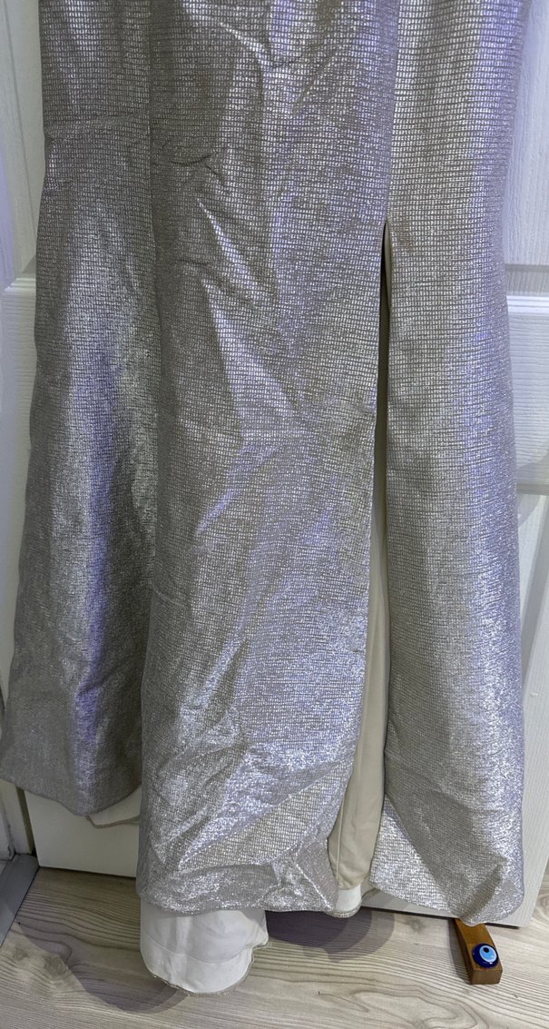 Gri Drapeli Uzun Abiye Elbise - Görsel 2