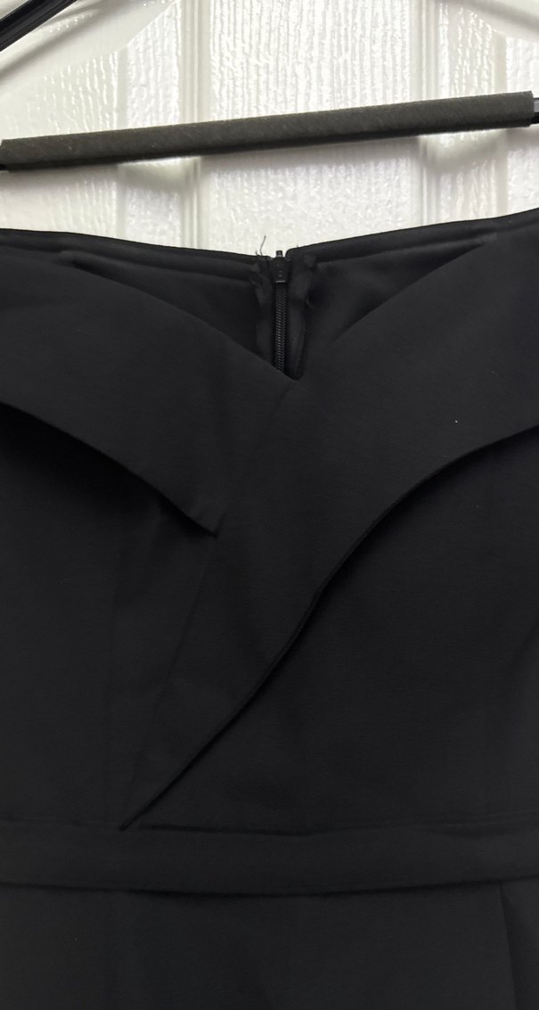 V Yaka Siyah Midi Kadın Abiye Elbise - Görsel 5