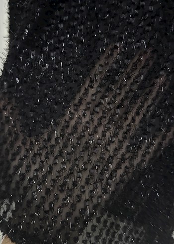 Siyah Simli Transparan Düğmeli Uzun Kollu Gömlek - Görsel 4