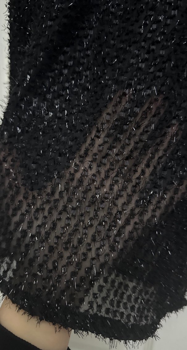 Siyah Simli Transparan Düğmeli Uzun Kollu Gömlek - Görsel 4