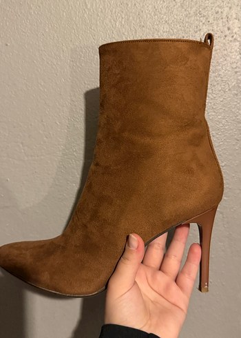 NineWest Taba Süet Stiletto Topuklu Bot - Görsel 6