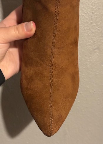 NineWest Taba Süet Stiletto Topuklu Bot - Görsel 5