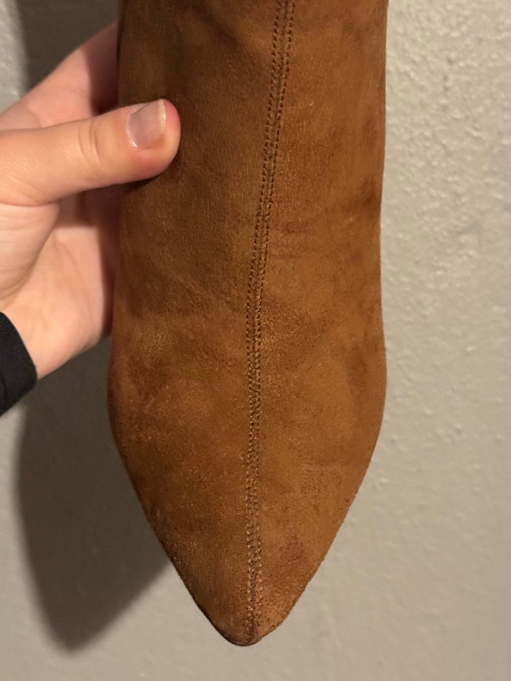 NineWest Taba Süet Stiletto Topuklu Bot - Görsel 5