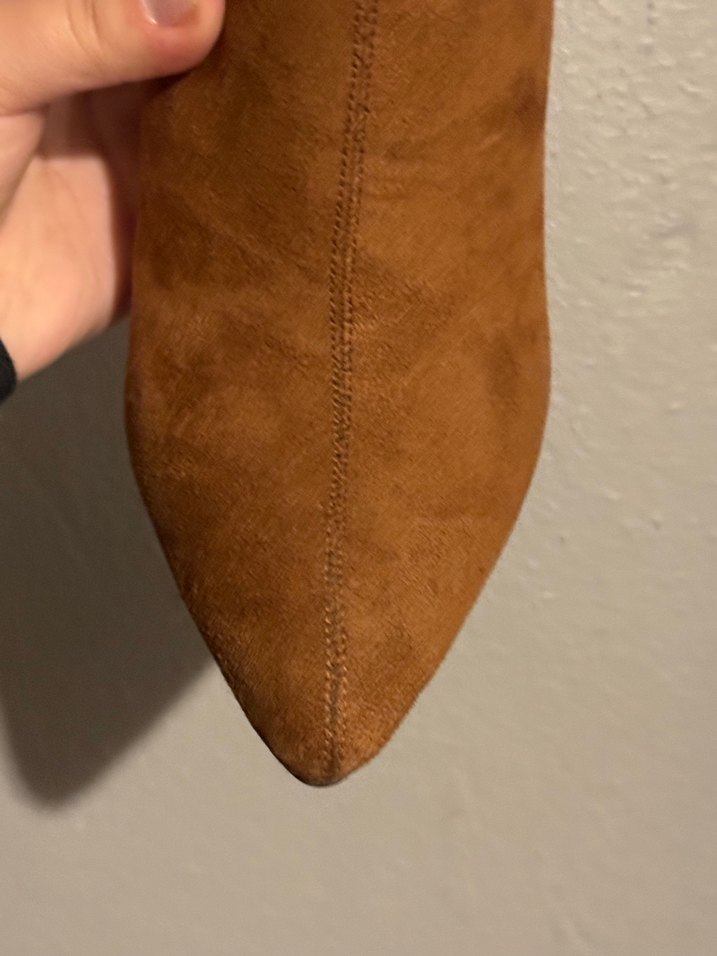 NineWest Taba Süet Stiletto Topuklu Bot - Görsel 4