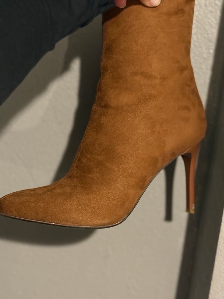 NineWest Taba Süet Stiletto Topuklu Bot - Görsel 2