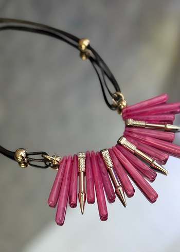 Pembe Boncuklu Mini Kolye - Görsel 5