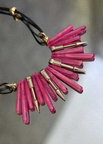 Pembe Boncuklu Mini Kolye - Görsel 4