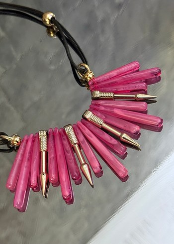 Pembe Boncuklu Mini Kolye - Görsel 3