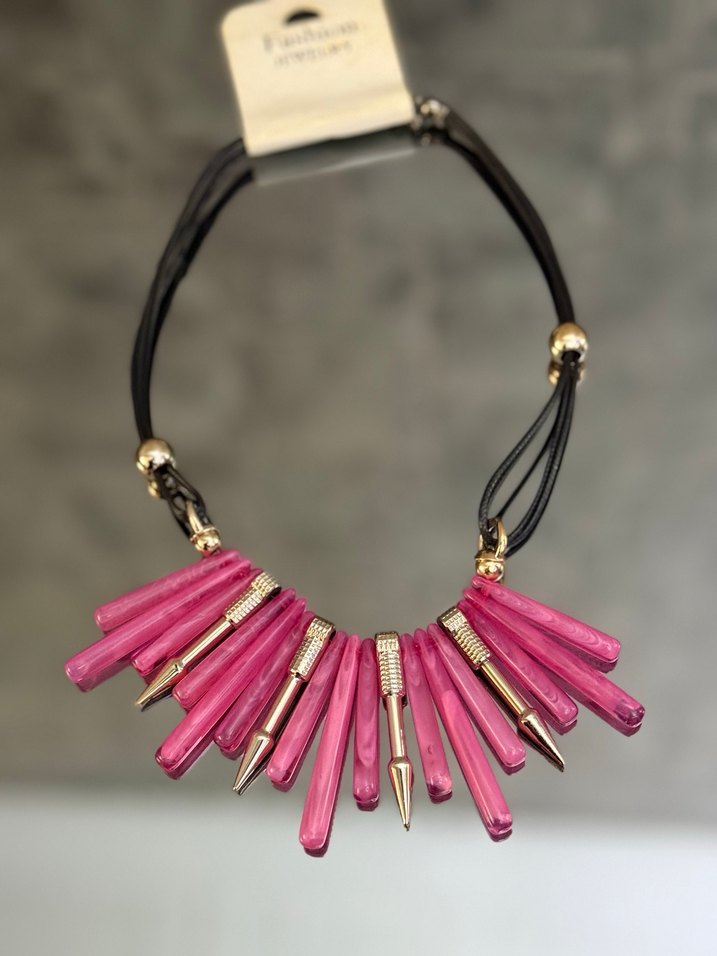 Pembe Boncuklu Mini Kolye - Görsel 2