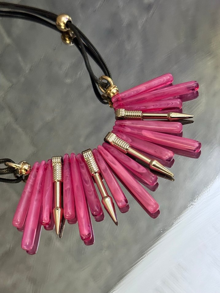 Pembe Boncuklu Mini Kolye - Görsel 3