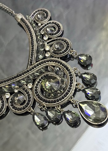 Gri Boncuklu Bohem Kadın Kolye - Görsel 3