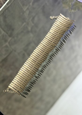 Zincir Detaylı gümüş Renk Avant-Garde Kolye - Görsel 2