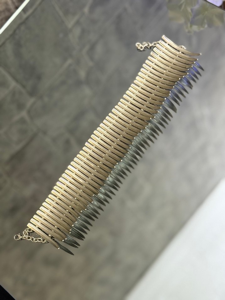 Zincir Detaylı gümüş Renk Avant-Garde Kolye - Görsel 2