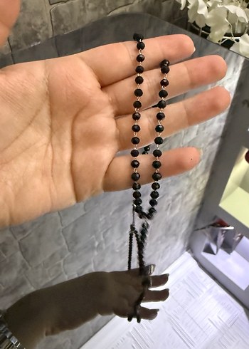 Uzun Siyah Boncuklu Yılan Desenli Gotik Kolye - Görsel 4