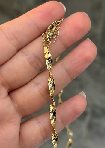 Altın Rengi Midi Yılan Desenli Zincir Kolye - Görsel 4