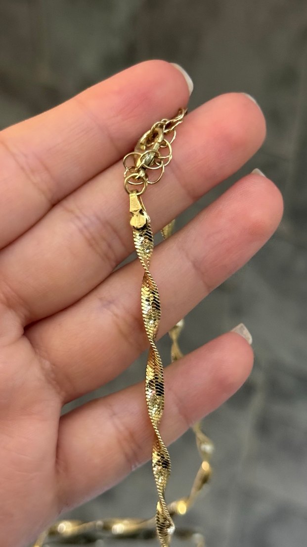 Altın Rengi Midi Yılan Desenli Zincir Kolye - Görsel 4