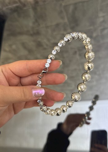 Gri Boncuklu Taşlı Midi Kadın Kolye - Görsel 3