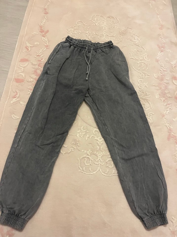 Gri Kadın Keten Salaş Eşofman - Görsel 2