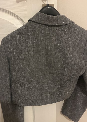 Zara Gri Düğmeli Kadın Blazer Ceket - Görsel 3