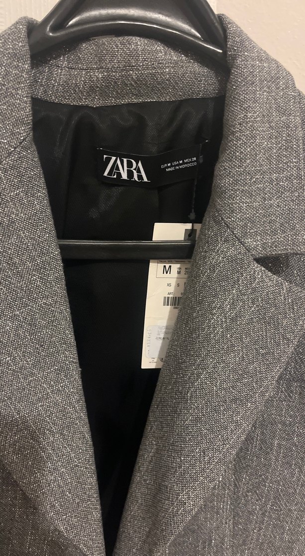 Zara Gri Düğmeli Kadın Blazer Ceket - Görsel 2