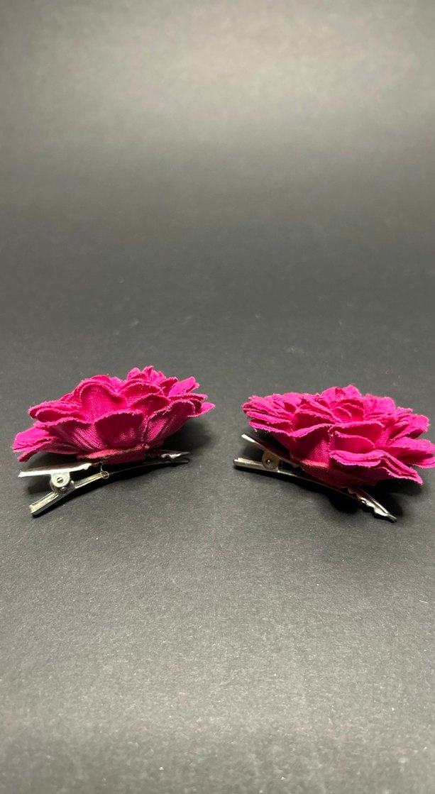 Pembe Çiçekli Fırfırlı Çocuk Toka - Görsel 2