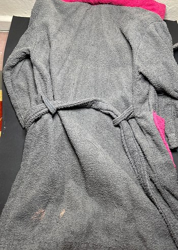 Kız Çocuk Gri Kapüşonlu Bornoz - Görsel 2