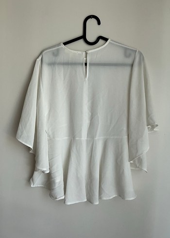 Drapeli Beyaz Keten Kadın Bluz - Görsel 2