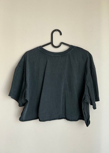 Siyah Biker Baskılı Crop Tişört - Görsel 2