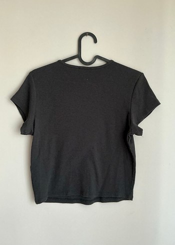 Siyah Kısa Kollu Yıldız Taşlı Tişört - Görsel 2