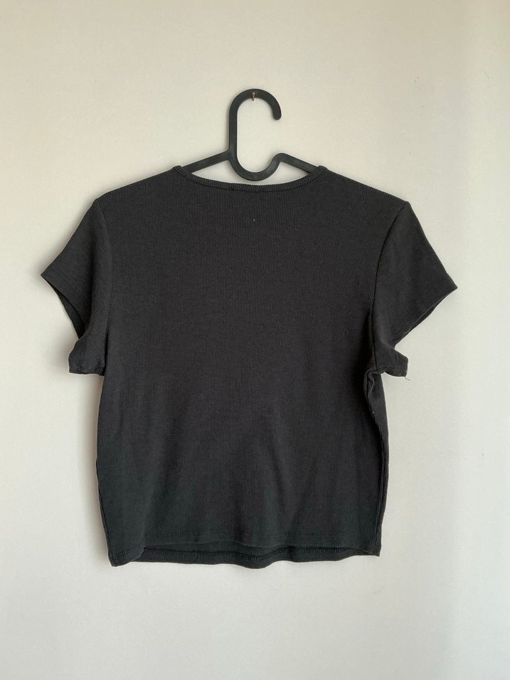 Siyah Kısa Kollu Yıldız Taşlı Tişört - Görsel 2