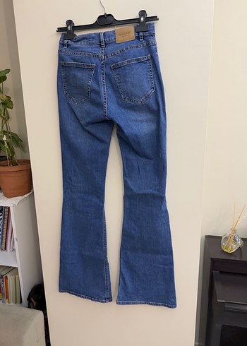 Pull&Bear Kadın Mavi Bol Kesim Midi Boy Kot Pantolon - Görsel 2