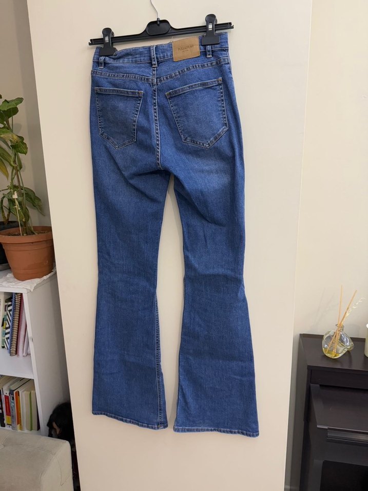 Pull&Bear Kadın Mavi Bol Kesim Midi Boy Kot Pantolon - Görsel 2