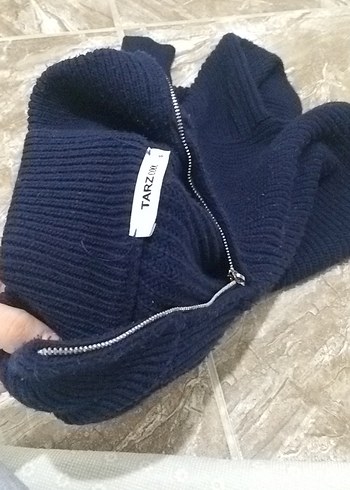 Siyah Örgü Boğazlı Kadın Kazak - Görsel 2