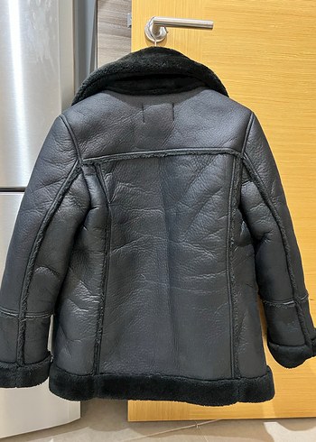 Stradivairus Kürklü Siyah Deri Biker Ceket - Görsel 5