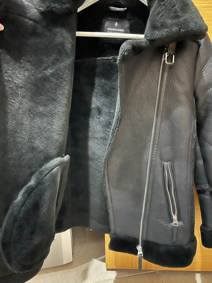 Stradivairus Kürklü Siyah Deri Biker Ceket - Görsel 4