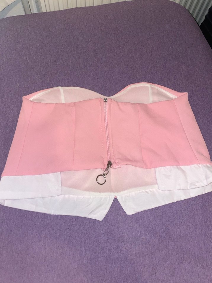 Pembe straplez crop - Görsel 2