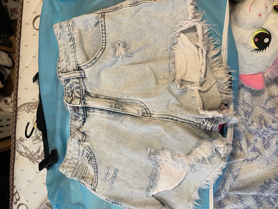 Kadın buz mavisi Mini kot Şort - Görsel 3