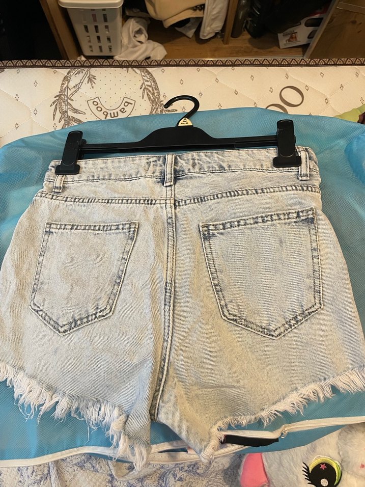 Kadın buz mavisi Mini kot Şort - Görsel 2