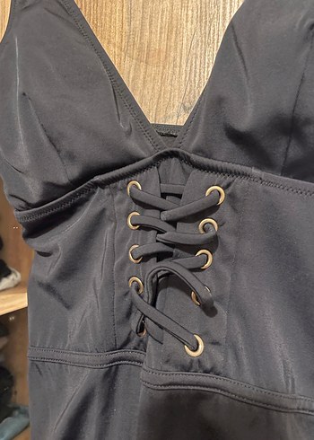 Siyah Bağcıklı Kadın Mayo - Görsel 2